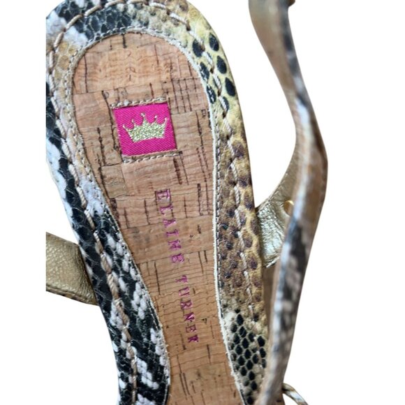 Elaine‎ Turner snake skin wedge sandal strappy never worn outside - Picture 8 of 10